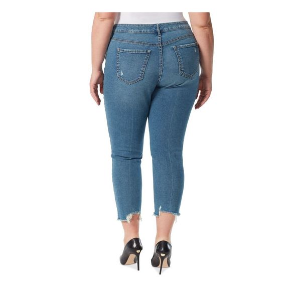 JESSICA SIMPSON Womens Blue Denim Straight Leg High Waist Jeans Plus 16W - Picture 2 of 4